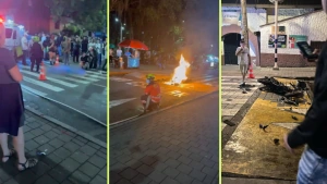 EN VIDEO | Iban a linchar a los menores que arrollaron a mujer de 70 años en Medellín; la víctima murió en la vía y la comunidad quemó la moto