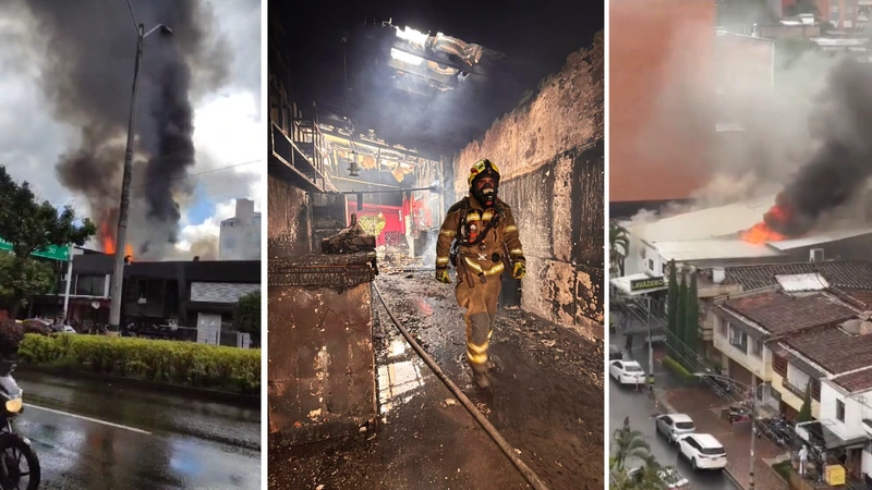 El incendio registrado en la tarde de este miércoles 21 de mayo en el sector Laureles de Medellín fue controlado rápidamente por los bomberos. Foto: Cortesía