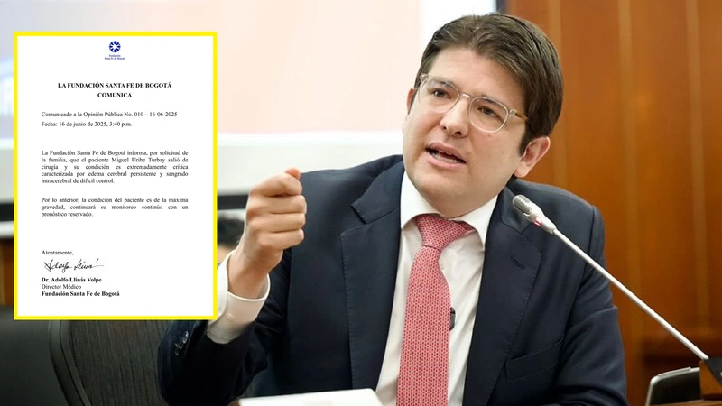 La Fundación Santa Fe de Bogotá emitió un nuevo comunicado tras la cirugía realizada en la mañana de este 16 de junio a Miguel Uribe. Foto: Redes sociales