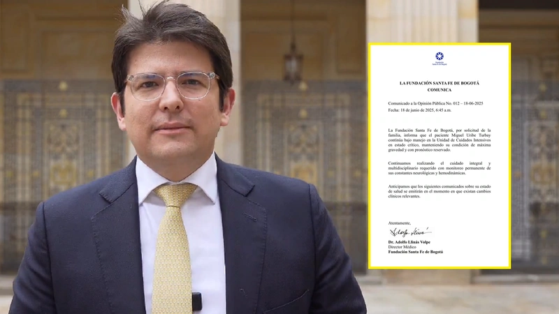 Fundación Santa Fe de Bogotá informó que no emitirán más partes médicos hasta que no haya cambios en la condición de salud de Miguel Uribe. Foto: Redes sociales