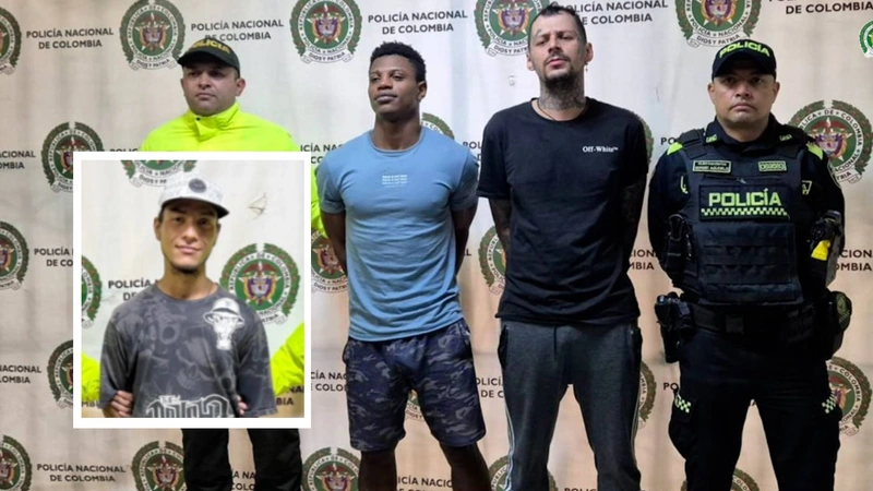 En la imagen principal aparecen Daniel González Cano y Yoimar Blandón Córdoba, autores del asesinato de miembro de la comunidad LGBTI, Mateo Jaramillo Naranjo. En la imagen de detalle está el otro condenado: Diego Alexander Becerra Rave.