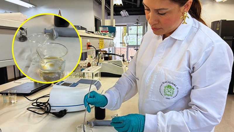 Investigación de eliminación de hidrocarburos en aguas. Fotografía tomada de la Universidad Nacional.