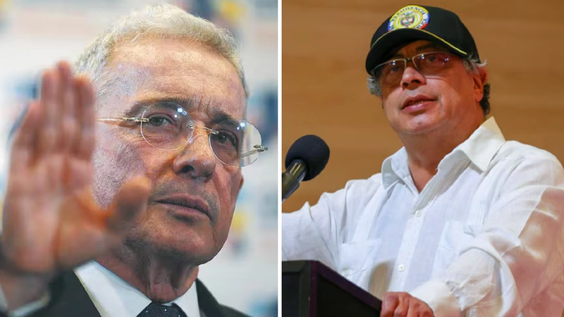 Continúa el enfrentamiento entre Álvaro Uribe y Gustavo Petro, luego de que este último le propusiera que se sometiera a la JEP. Foto: El Espectador y Presidencia