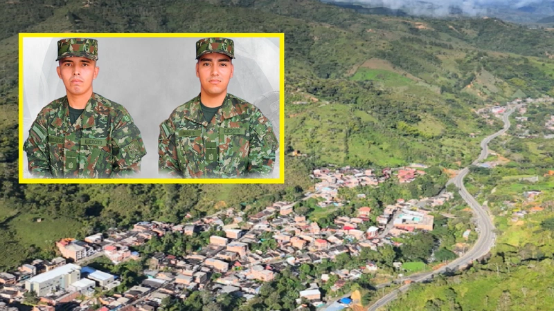 Los soldados profesionales Wilmer Javier Hidalgo Torres y Wuilinton Arley Duarte Ramírez fueron heridos en la emboscada y porsteriormente murieron en el hospital de Cañasgordas. Foto: Redes sociales y cortesía