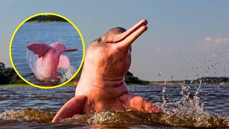 Este es el delfín rosado más grande de agua dulce.