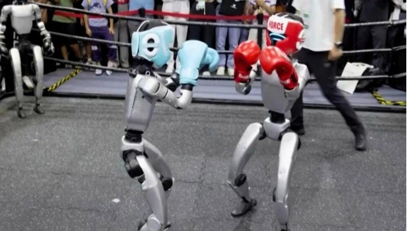 Foto: captura video competencia robots boxeadores