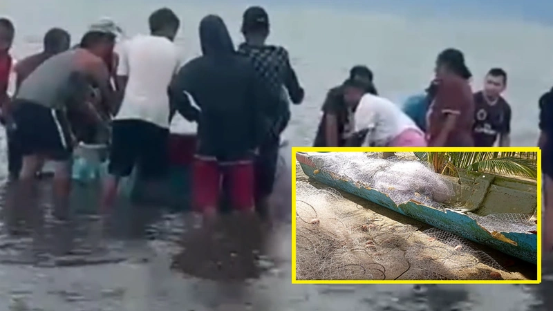 Así quedó la lancha donde se transportaban los pescadores luego del accidente con una embarcación de la Armada Nacional. Foto: Redes sociales