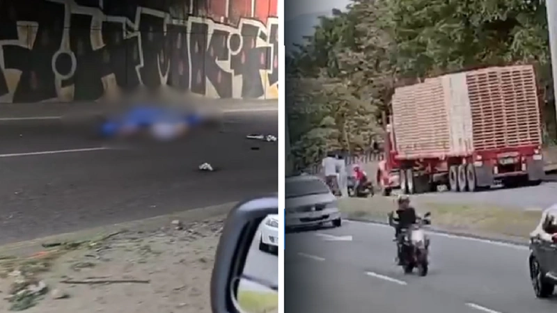 Dos personas que viajaban como polizones sobre un tractocamión murieron en una de las vías de Medellín. Foto: Redes sociales