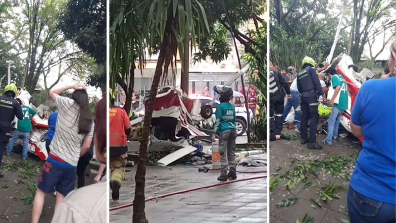 Imágenes de la aeronave liviana que se precipitó en el sector estadio de Medellín.