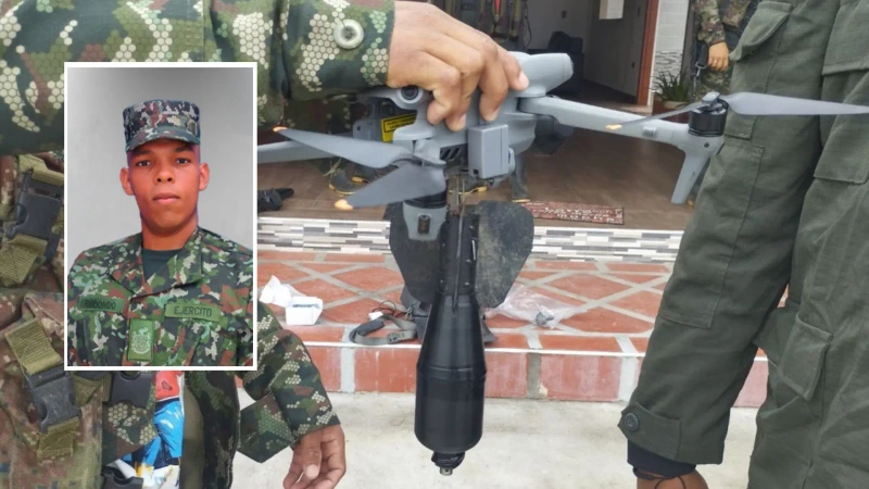 El último ataque con drones en Colombia le produjo la muerte al soldado Belis Jhonn Redondo Jiménez.