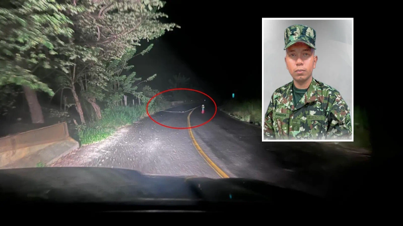 Esnéider Alejandro Pineda Solarte fue el soldado asesinado cuando tropas de la Cuarta Brigada intentaban desactivar este cilindro de gas provisto de explosivos.