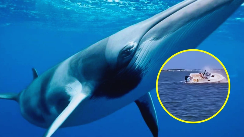 Fotografía de la ballena minke tomada de Infobae y captura de pantalla de video de Diario As.