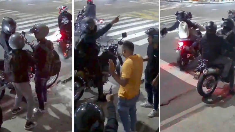 Los 8 ladrones llegaron en 4 motocicletas para atacar a sus víctimas a las que les quitaron, además de la moto, todas sus pertenencias. Foto y video: Denuncias Antioquia