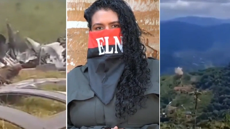 En el video publicado en redes sociales, la guerrilla del Eln aseguran que fueron ellos los que derribaron el helicóptero y mataron a los 13 policías. Foto: Screenshot