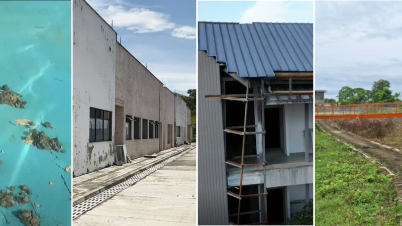 La imagen es un collage de algunas de las obras inconclusas en las diferentes regiones del departamento de Antioquia.