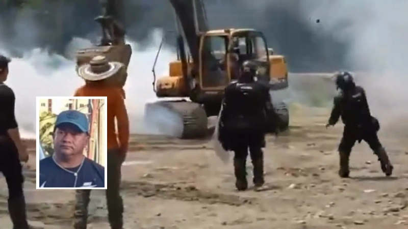 Antioquia minería ilegal: antimotines de la Policía apoyaron el operativo contra el entable que, al parecer, pertenecía a alias Chejo (imagen de detalle).