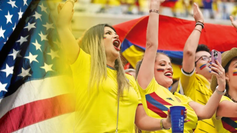 La imagen retracta parte de la visa americana y la bandera de EE.UU: