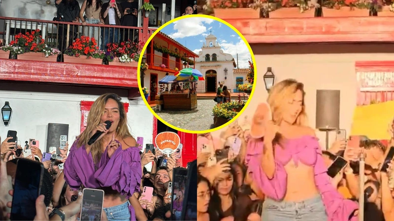 Así fue la aparición de Karol G en el Pueblito Paisa. Fotos: El Tiempo y capturas de pantalla.