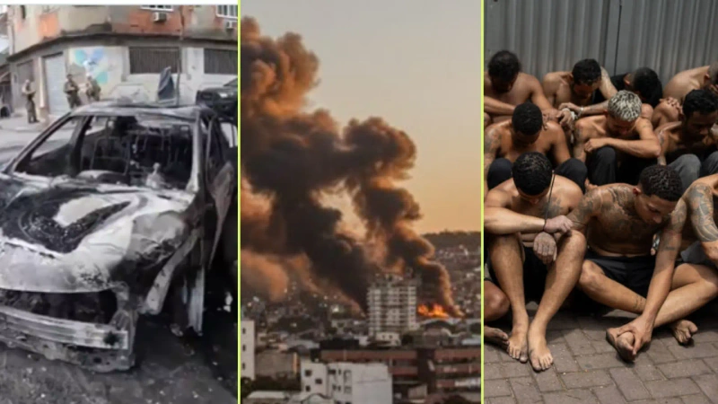 Este collage muestra varias imágenes de lo que acurrió este martes en medio de los operativos de la fuerza militar en Brasil.