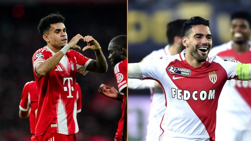 Luis Díaz se acerca a romper dos récords de jugadores colombianos en la UEFA Champions League. Tomado de @FCBayernES y conmebol.com.