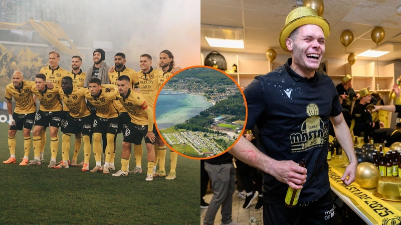 Por primera vez en los 86 años de historia, el Mjällby alzó el título en la Liga de Suecia. Imágenes de @MjallbyAIFs.