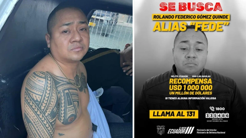 Captura Fede: por este delincuente, que se había fugado de una prisión ecuatoriana en junio pasado, ofrecían 1 millón de dólares.