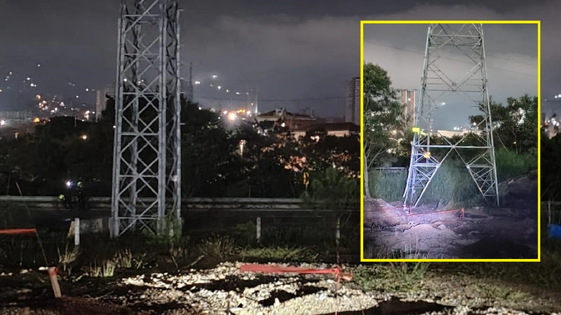 Los guerrilleros pretendían derribar una torre de energía en Bello. Segundo artefacto no detonó. Foto: Cortesía