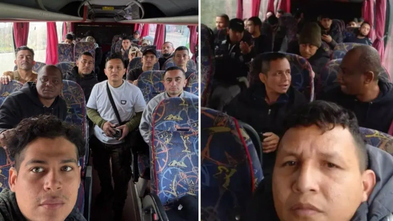 La imagen tipo selfie fue tomada por los militares colombianos, que denuncian estar retenidos en Ucrania.