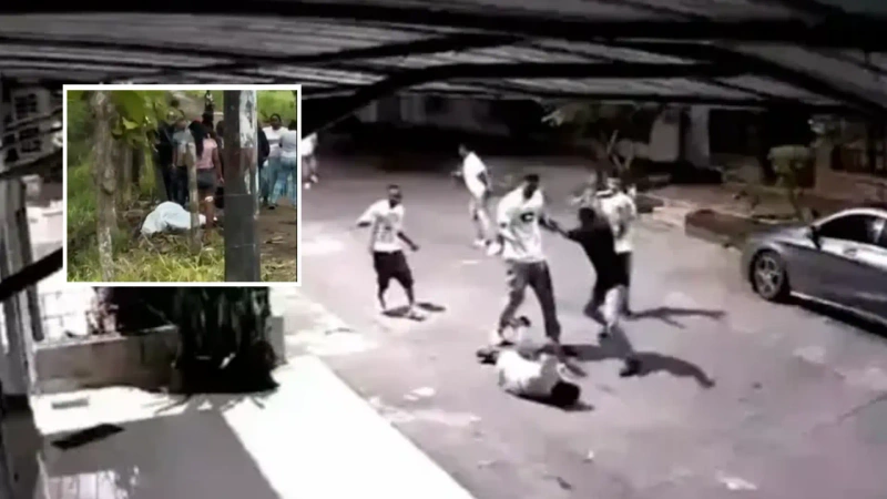 Imagen de una pelea entre jóvenes que integran pandillas en Apartadó. La foto de detalle corresponde al cuerpo de un hombre que fue asesinado y fue abandonado en el sector La Caleta, de Turbo.