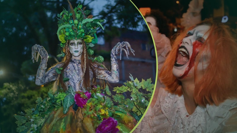 Hoy, en medio de luces de neón y disfraces modernos, estas figuras ancestrales siguen recordando que Halloween también puede ser un puente con nuestra historia. Fotos: Noticias Caracol - Telemedellin