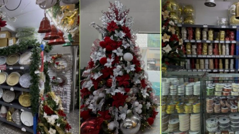 Fotos de las decoraciones y tendencias que encontrará en El Hueco para esta Navidad. Foto: Teleantioquia.