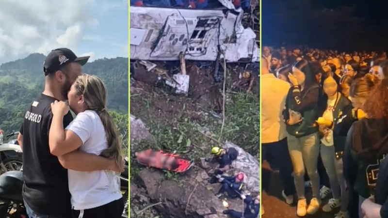 El bus en el que viajaban 37 personas venía de una excusión que los estudiantes del Liceo Antioqueño de Bello tuvieron en Tolú, Sucre. Fotos: Screenshot