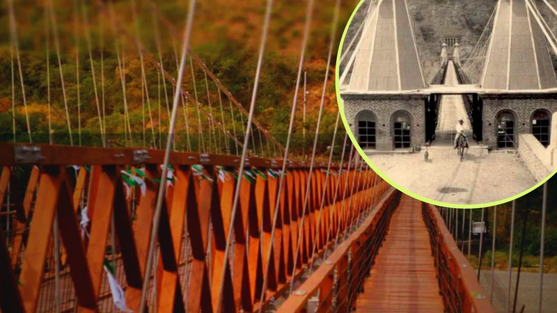 Así fue la construcción del Puente de Occidente de Santa Fe de Antioquia. Fotos: santafedeantioquia.com