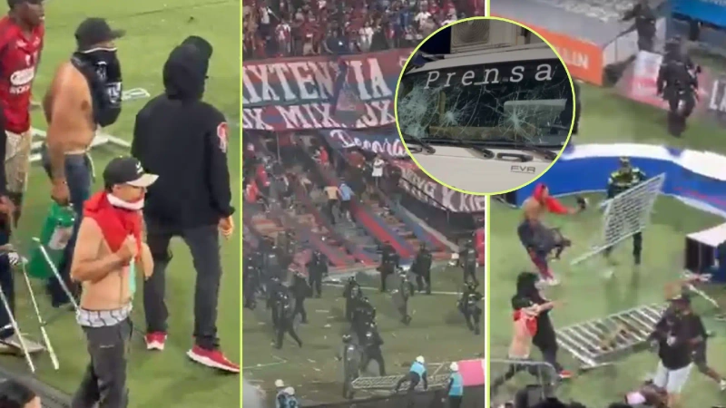 Los disturbios entre hinchas de Nacional y Medellín iniciaron dentro del estadio y se trasladaron a los alrededores. Foto: Screenshot