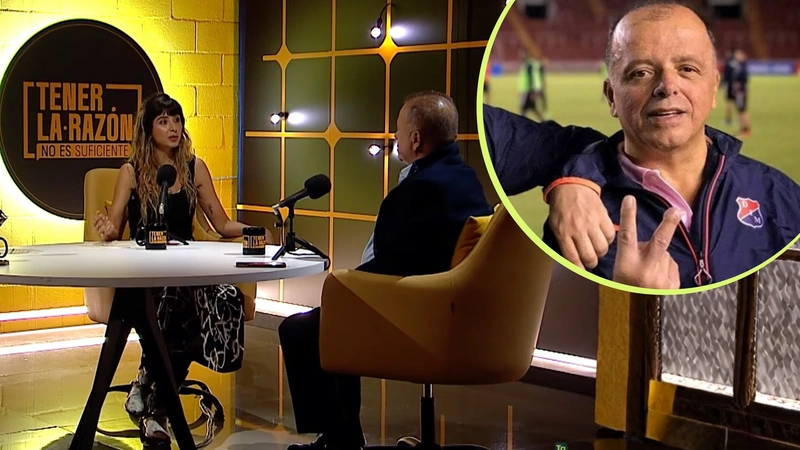 Raúl Giraldo, accionista mayoritario del DIM, estuvo en el programa Tener la Razón no es Suficiente de Teleantioquia. Fotos: Teleantioquia e Independiente Medellín.