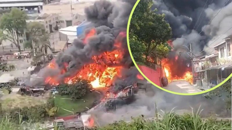 Imágenes del Incendio de una bodega en La Estrella.