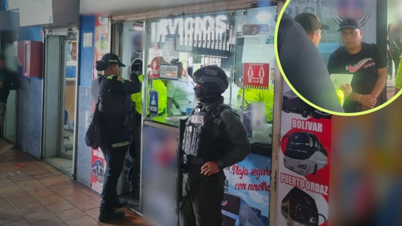 Esta es una de las agencias de viajes utilizada como fachada para desarrollar la actividad de tráfico de migrantes. En la imagen de detalle, uno de los sospechosos de integrar la red.