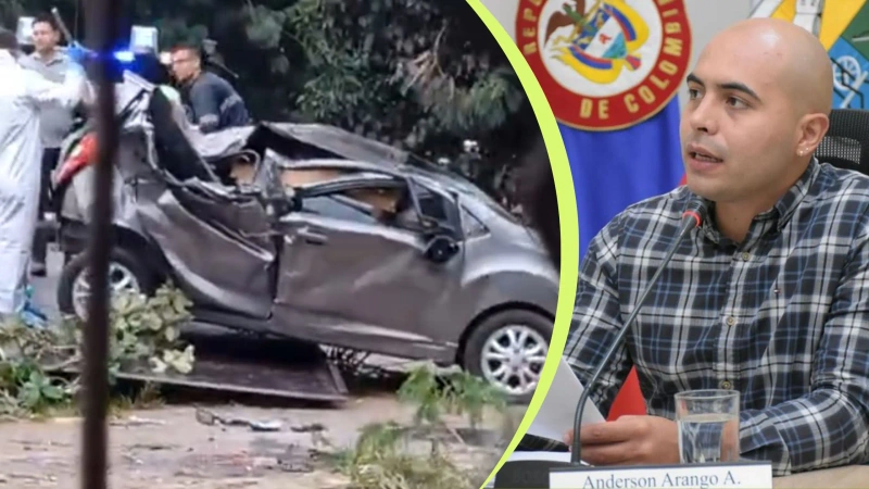 En este carro se movilizaban las 2 personas que fallecieron este 2 de enero en Bello. La imagen de la derecha es del actual presidente del Concejo de Bello, Jhon Anderson Arango Arboleda; su mamá,