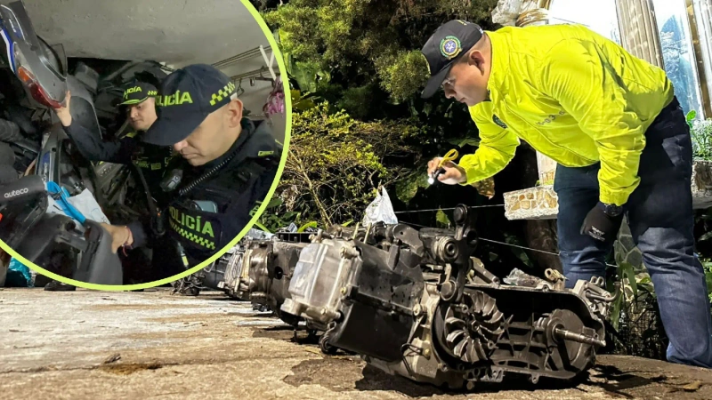 En la vivienda, que funcionaba con la fachada de un taller de motos, encontraron más de 2.000 autopartes de motos robadas en Medellín, Fotos: Cortesía