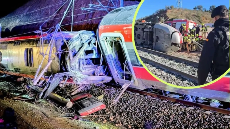 Así quedaron parte de los dos trenes descarrilados en España. Foto: Cortesía.