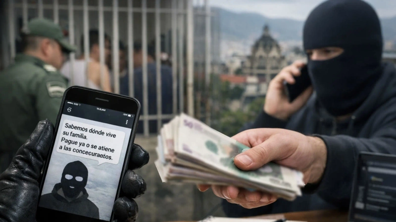 La extorsión en Antioquia aumentó en 2025 y alcanzó 550 denuncias, impulsada por modalidades carcelarias, digitales y tradicionales. Goto: generada con IA.
