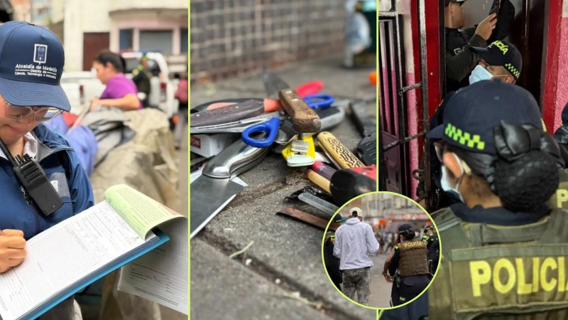 Más de 700 uniformados y equipos institucionales participaron en la intervención contra economías ilícitas en el Centro de Medellín. Foto: cortesía.