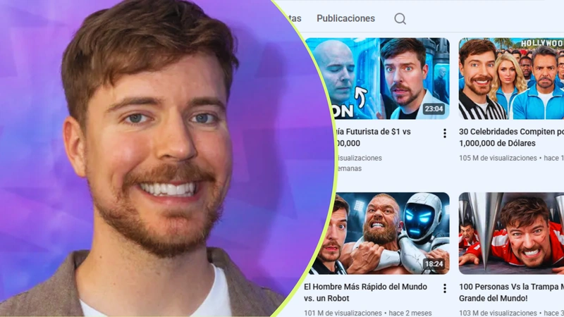 Conozca la evolución de los videos de MrBeast acá. Fotografía: BBC y captura de pantalla del canal de Youtube MrBeast.