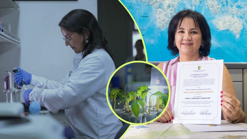 La historia de Sara Robledo fue contada en el programa Inversas de Teleantioquia. Fotos: Cortesía UdeA y Teleantioquia.