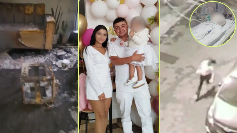 La mujer que habría quemado vivo a su esposo en Buenos Aires, tenía una hija de 4 años con el hombre. En las imágenes (centro) se ve posando con él. Foto: Redes sociales y Cortesía