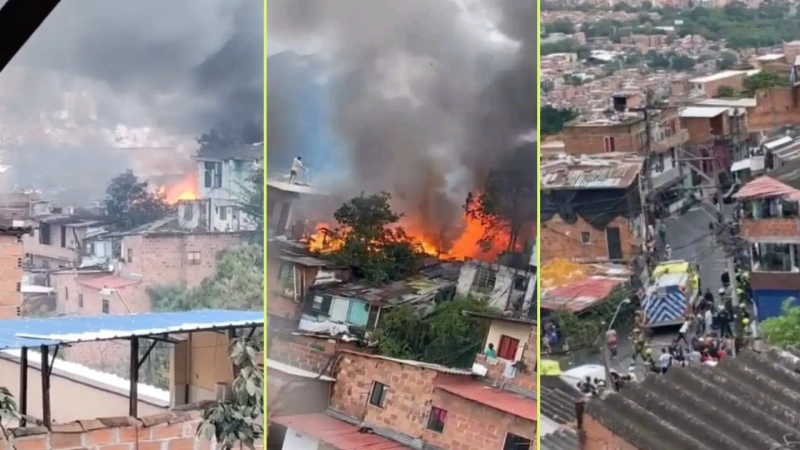 El hombre, diagnosticado con esquizofrenia, le prendió fuego a la vivienda ubicada en el barrio Andalucía, de Manrique. Foto: Redes sociales