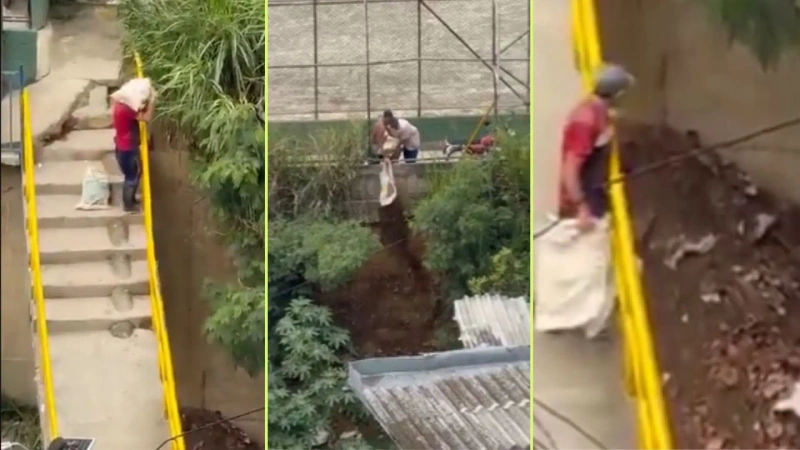 Arrojan escombros a quebrada en Santa Cruz y aumentan riesgo de inundaciones en Medellín.