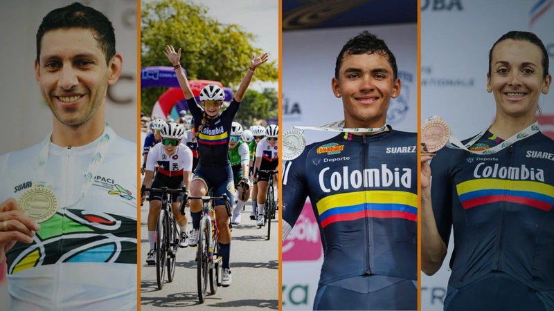 Walter Vargas, Salomé Vargas, Cristian Vélez y Diana Peñuela, aportaron preseas al medallero de Colombia en el Panamericano de Ruta 2026. Tomado de Revista Mundo Ciclístico.