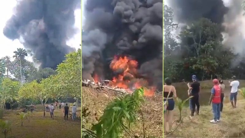 En la aronave que cayó en Puerto Leguízamo, Putumayo, viajaban alrededor de 110 personas. Foto: Redes sociales