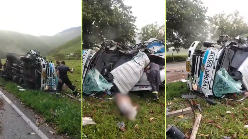 La primera hipótesis del accidente de la ambulancia es que el conductor habría perdido el control del vehículo. Foto: Screenshot